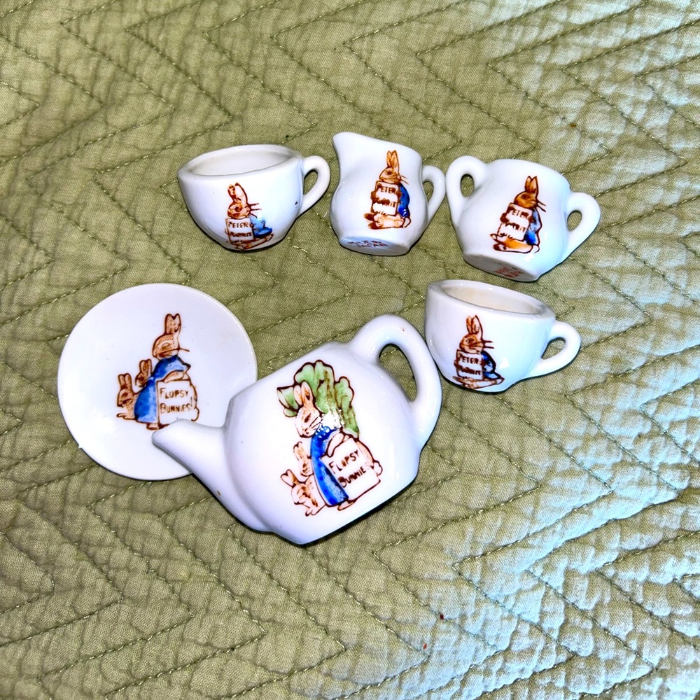 Beatrix Vintage Flopsy Bunnies Peter Rabbit Mini Tea Set Made In Japan